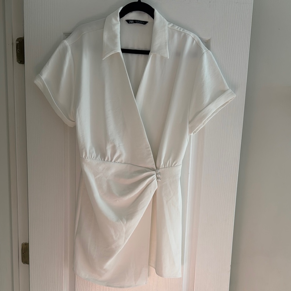 Zara White Wrap Top